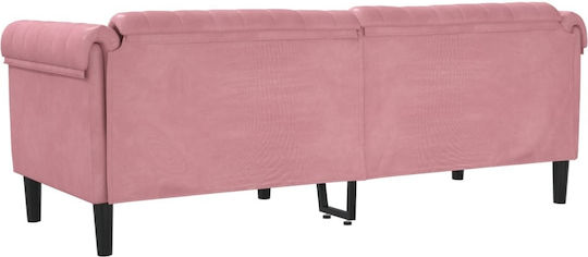 Three-Seater Velvet Pink Couch 203x77x74 cm