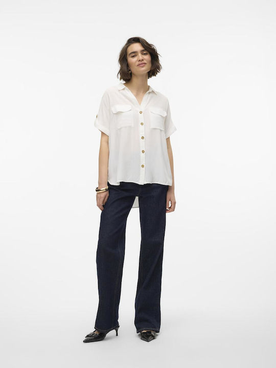 Bumpy Mâneca scurta Femei Denim Cămașă White Monocrom