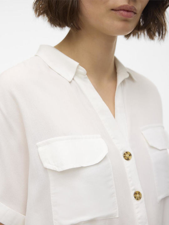 Bumpy Mâneca scurta Femei Denim Cămașă White Monocrom