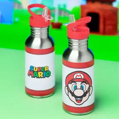 Paladone Kids Water Bottle Super Mario with Straw 500ml