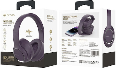 Devia EM039 Kintone Bluetooth Wireless On Ear Headphones with 18 hours of Operation Purple 386466