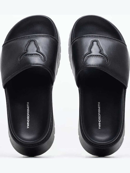 Δερμάτινα Γυναικεία Σανδάλια Flatforms Μαύρα