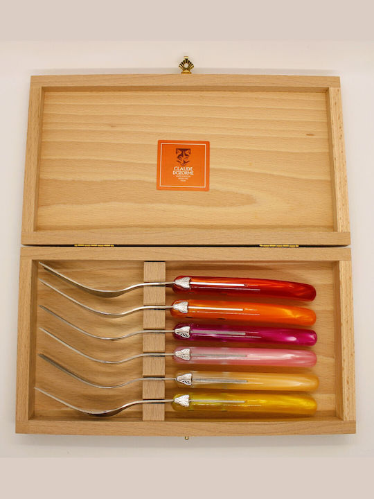 Claude Dozorme Laguiole Set de Furculițe Alimente Inoxidabile Rouge Orange 6buc