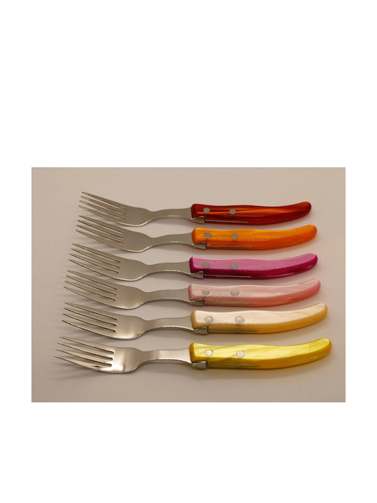 Claude Dozorme Laguiole Set de Furculițe Alimente Inoxidabile Rouge Orange 6buc