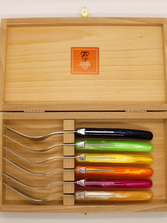 Claude Dozorme Inox Table Fork Set Arc En Ciel Laguiole 6pcs