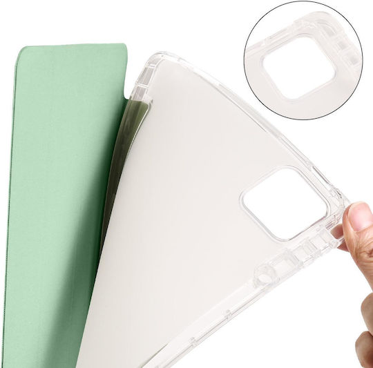 Xiaomi Pad 6s Pro 3-fold Clear Tpu Smart Leather Tablet Case Pen Slot Green