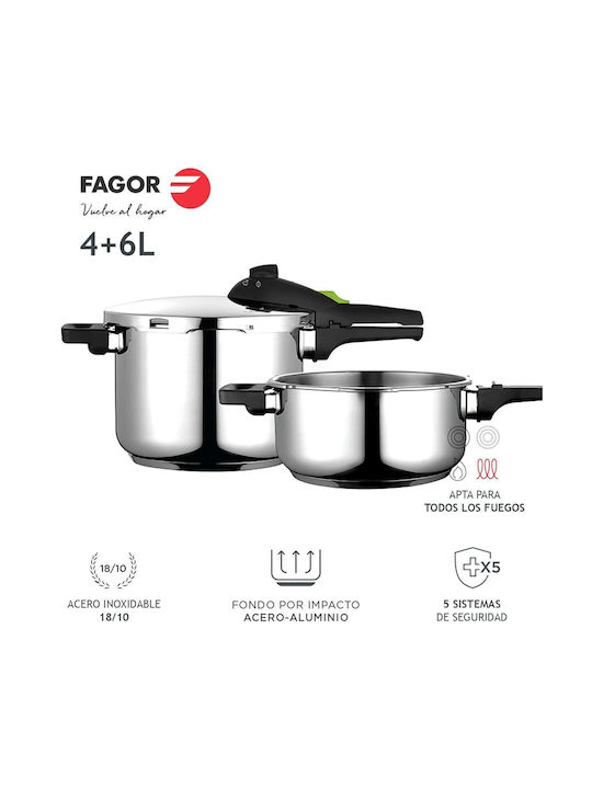 Fagor Rapid Xpress Бързи готварски тенджери Set Quattro 6лт и 4лт