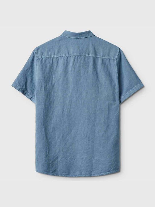 Gabba Men's Shirt Short Sleeve Linen Blue Shadow