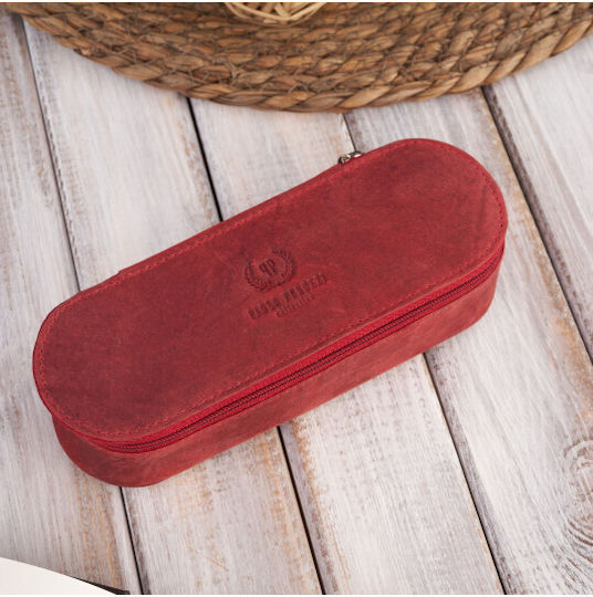 Caz din piele Ochelari de piele Creion caz roșu Vintage Paolo Peruzzi T-82-hr