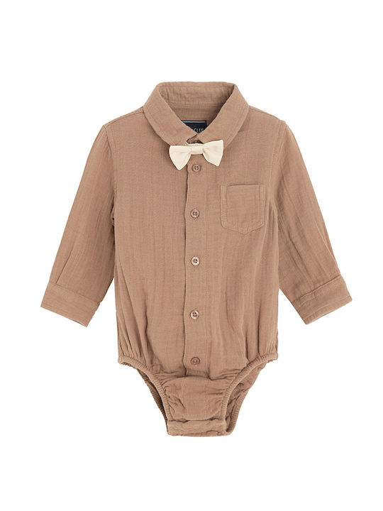 Cool Club Baby Bodysuit Set Long-Sleeved with Pants White and Grey