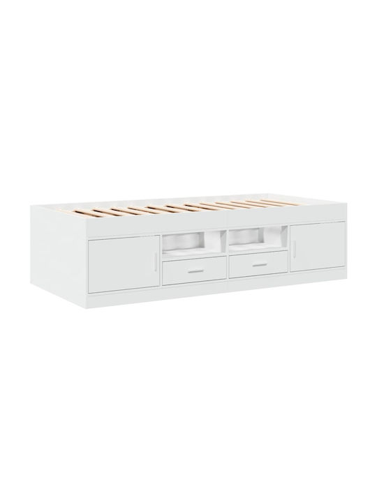 Kinderbett Bett Einzel Holz Weiß mit Lattenrost für Matratze 75x190cm