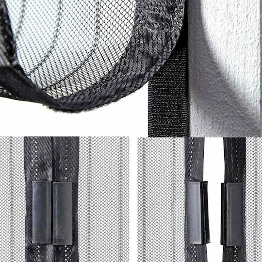 Grasher Mosquito Net Door with Magnetic Clasp Black 220x100cm