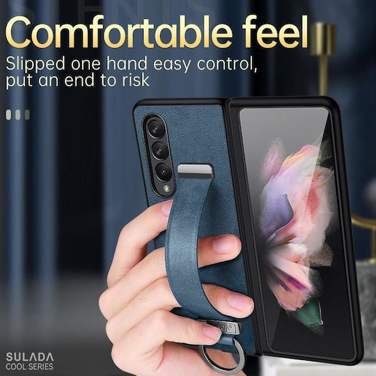 Samsung Galaxy Z Fold3 5g Sulada Cool Series Pc + Leather Texture Skin Feel Shockproof Phone Case Orange