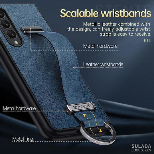 Samsung Galaxy Z Fold3 5g Sulada Cool Series Pc + Leather Texture Skin Feel Shockproof Phone Case Orange
