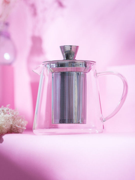 Cristel Ceainic cu Filtru Sticlă Transparent 1200ml