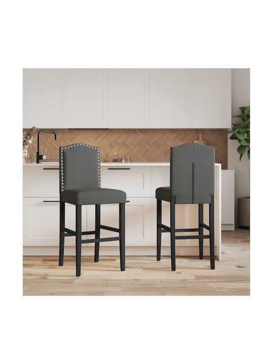 Stool Bar with Backrest Wooden Gray 2pcs