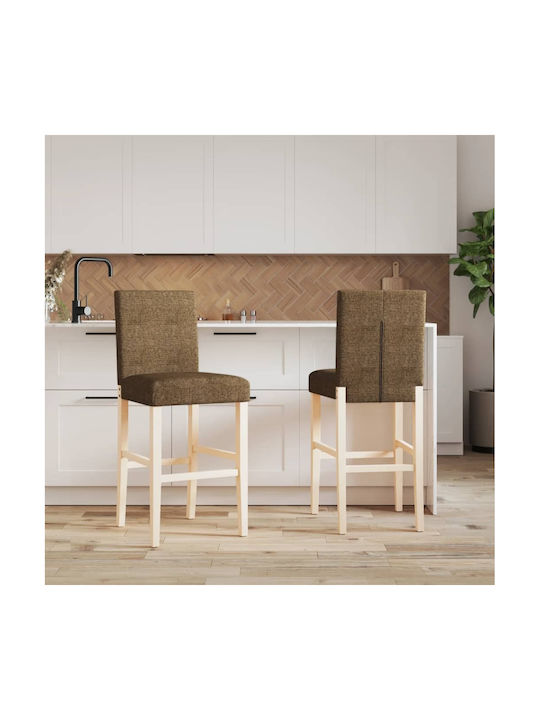 Stool Bar with Backrest Wooden Beige 2pcs