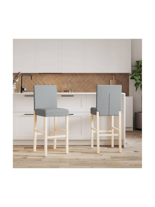 Stool Bar with Backrest Wooden Gray 2pcs