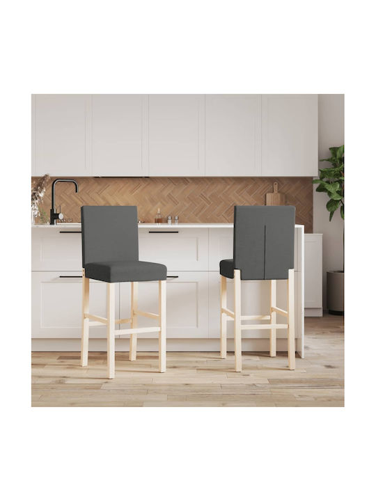 Stool Bar with Backrest Wooden Gray 2pcs