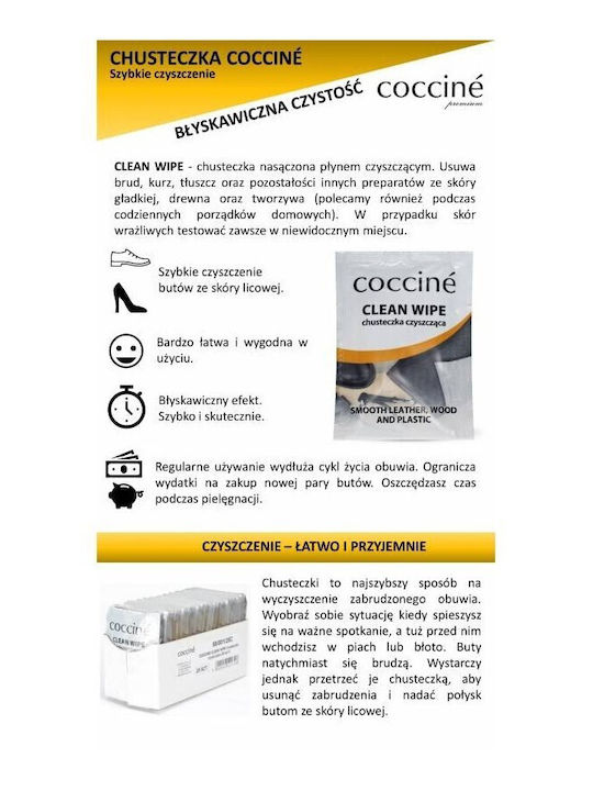 Мокри кърпички за почистване на обувки 15бр Coccine 55 001 15c