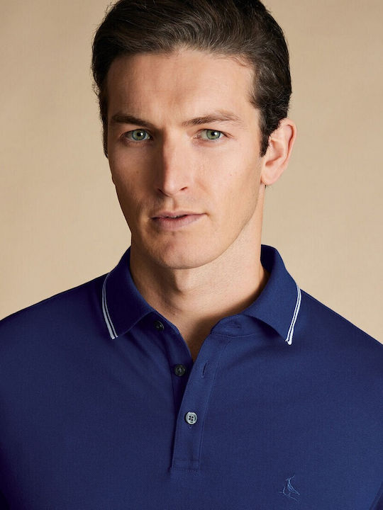Charles Tyrwhitt Men's Short Sleeve Blouse Polo Light Blue