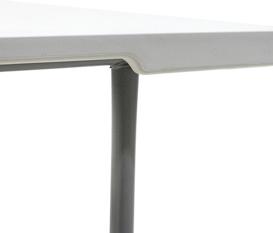 Rodeo Outdoor Dinner Foldable Table with Plastic Surface and Metal Frame White 240x76x74cm