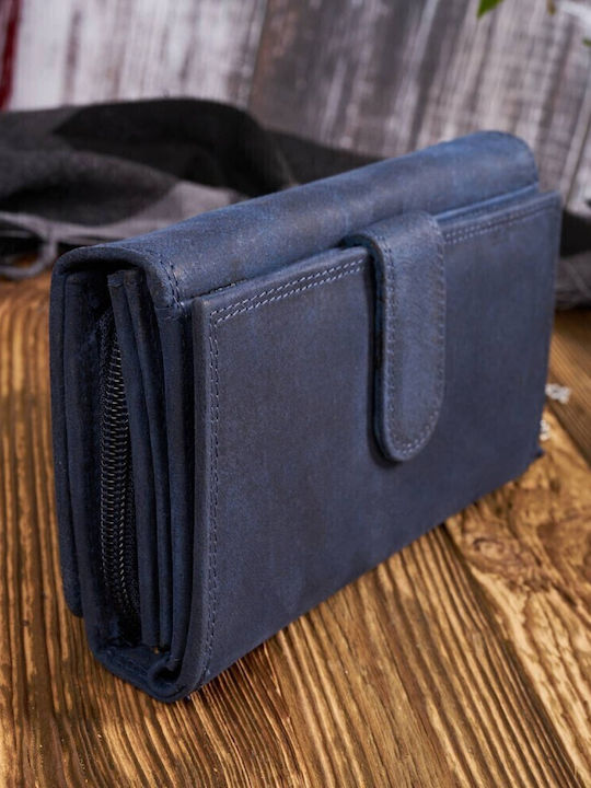 Leder Damen Geldbörse Klassisch mit RFID Marineblau