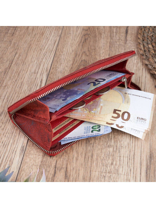 Δερμάτινο Γυναικείο Πορτοφόλι με RFID Κόκκινο