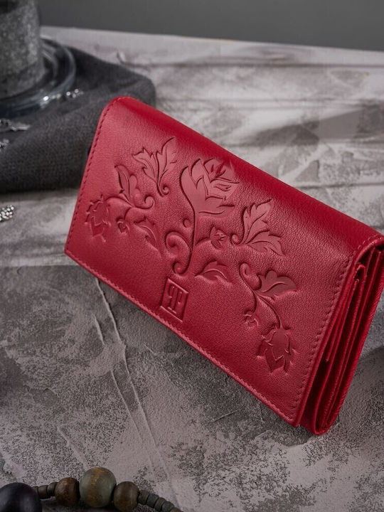 Large Leather Women's Wallet with RFID Red