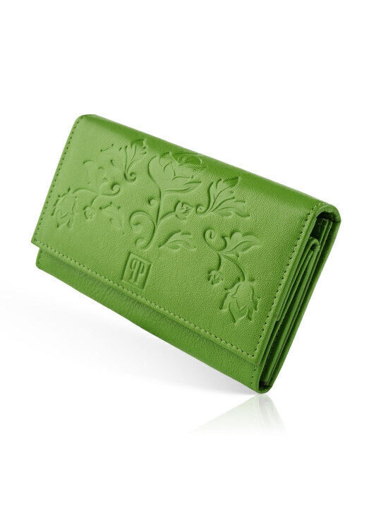 Large Leather Women's Wallet Classic with RFID Green