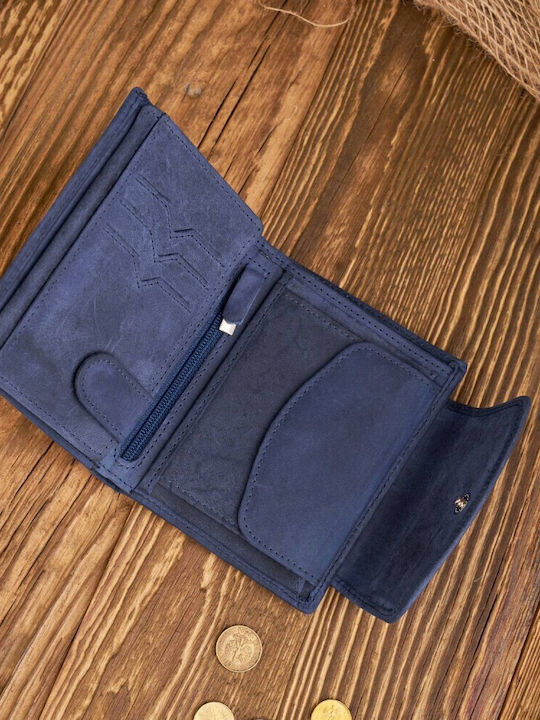 Klein Leder Damen Geldbörse Klassisch mit RFID Marineblau