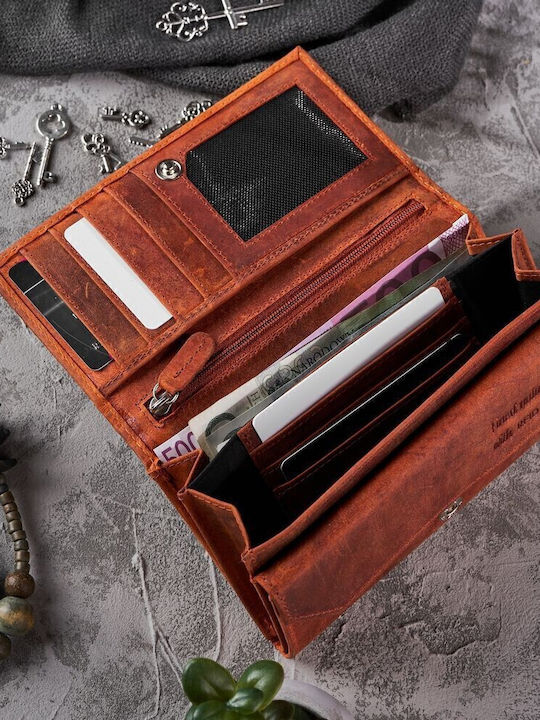 Leather Women's Wallet Classic with RFID Orange