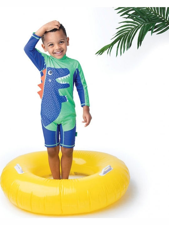 Zoocchini Kids One-Piece Swimwear With Long Sleeve Green/Blue