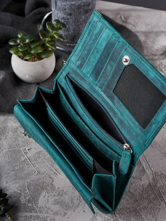 Large Leather Women's Wallet Classic with RFID Green