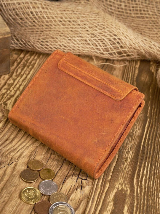 Small Leather Women's Wallet Classic with RFID Orange