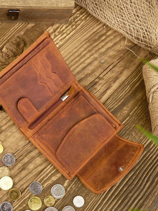 Small Leather Women's Wallet Classic with RFID Orange