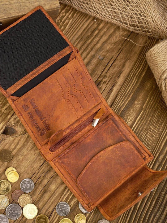 Small Leather Women's Wallet Classic with RFID Orange