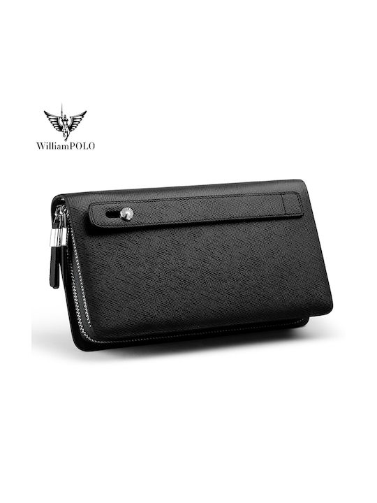 William Polo Men's Leather Wallet Black