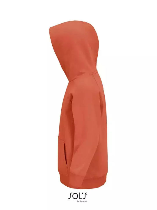 Kinder-Sweatshirt mit Kapuze und Taschen Orange