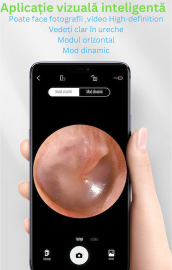 Endoscop inteligent de curățare a urechilor 5mp Full Hd Camera Led Lumina Wi-fi Accesorii incluse Kit de încărcare 350 Mah Baterie impermeabilă Ip67 negru