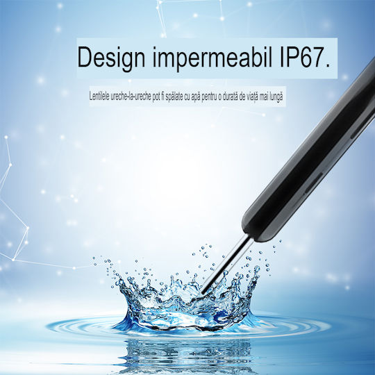 Endoscop inteligent de curățare a urechilor 5mp Full Hd Camera Led Lumina Wi-fi Accesorii incluse Kit de încărcare 350 Mah Baterie impermeabilă Ip67 negru