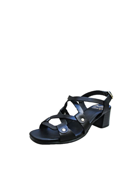 Studio Anatomic Leather Women's Sandals Black with Medium Heel