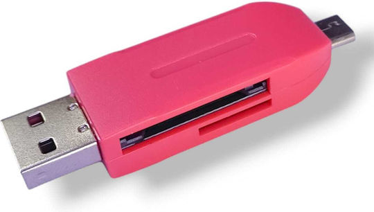 Card Reader micro USB για SD Κόκκινο