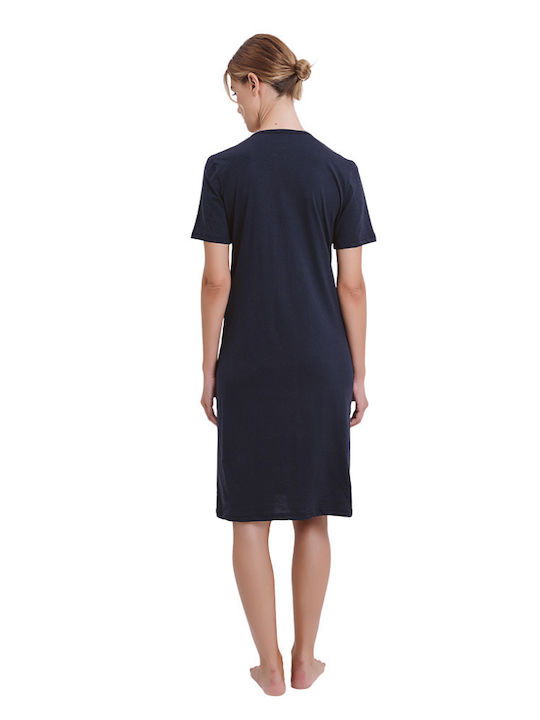 Odyssey Summer Cotton Women's Nightdress Dark Blue