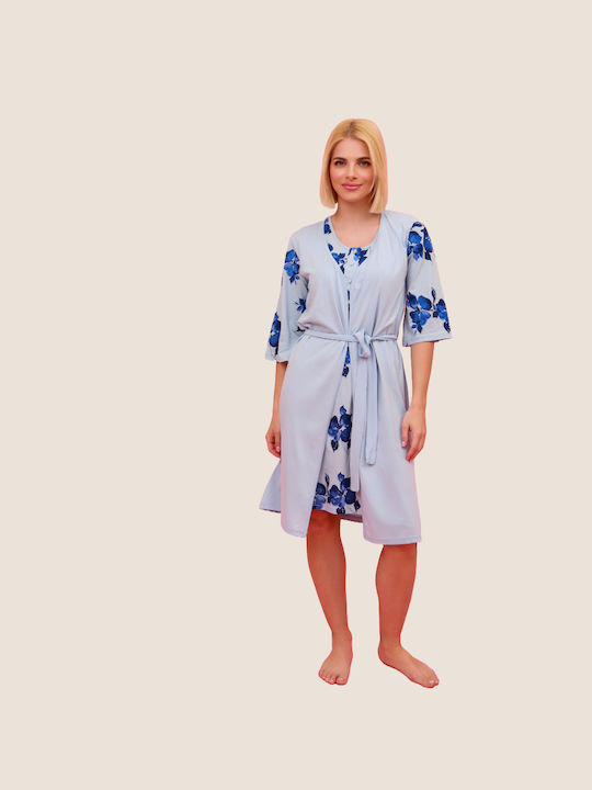 Happy Family Summer Cotton Women's Nightdress Blue