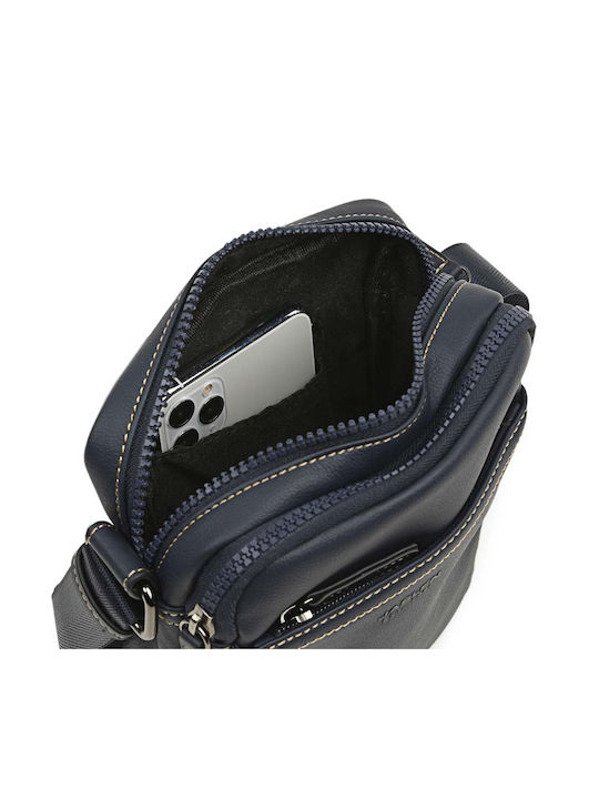 Jaslen Leder Herrentasche Schulter / Crossbody Blau