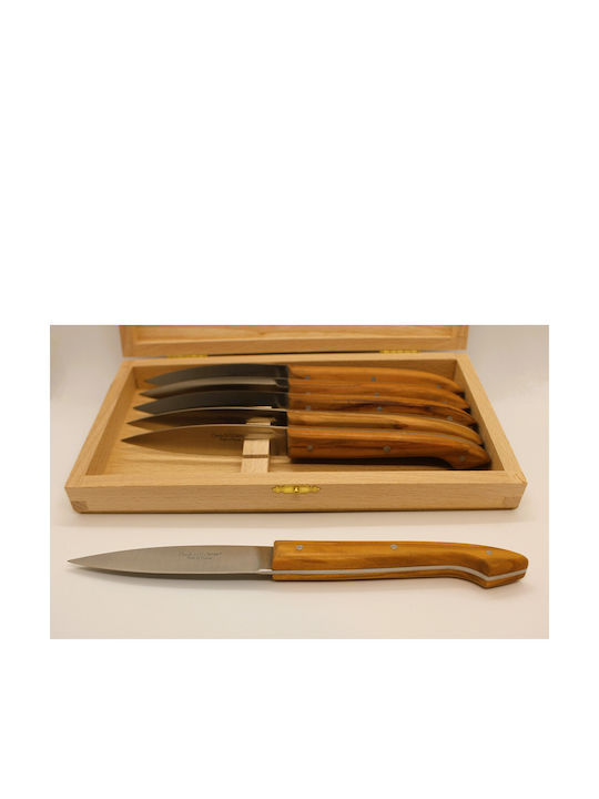 Claude Dozorme Olive Wood Μαχαίρια Φιλεταρίσματος από Ανοξείδωτο Ατσάλι 10.5cm 6τμχ