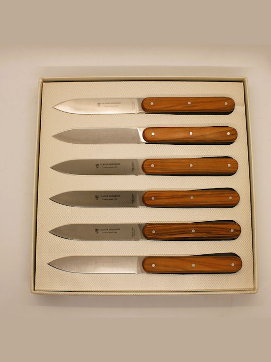 Claude Dozorme Olive Wood Μαχαίρια Φιλεταρίσματος από Ανοξείδωτο Ατσάλι 11cm 6τμχ