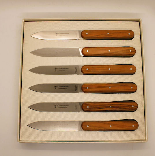 Claude Dozorme Olive Wood Cuțite de filetat din Oțel Inoxidabil 11cm 6buc