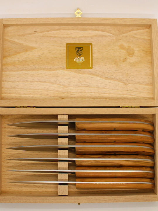 Claude Dozorme Olive Wood Μαχαίρια Φιλεταρίσματος από Ανοξείδωτο Ατσάλι 10.5cm 6τμχ